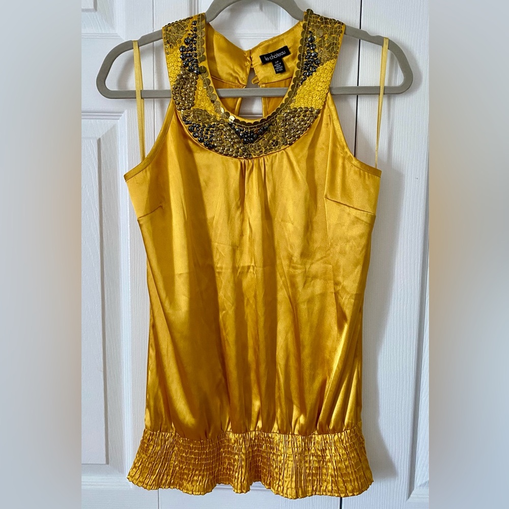 LE CHATEAU satiny yellow top for women size small